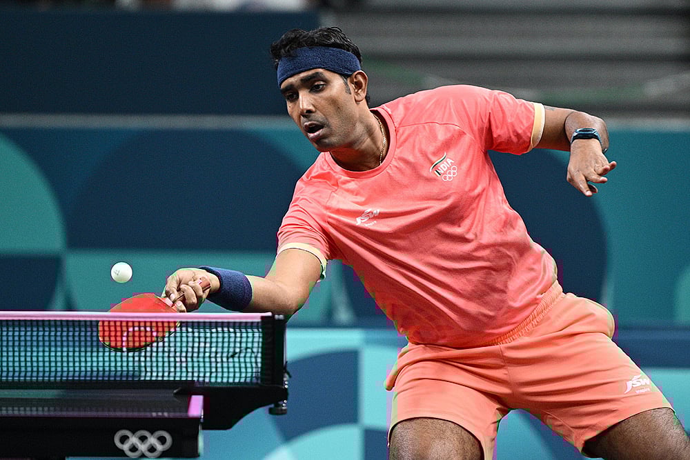 | Photo: EPA-EFE/CAROLINE BLUMBERG VIA PTI : Paris 2024 Olympic Games - Sharath Kamal Achanta